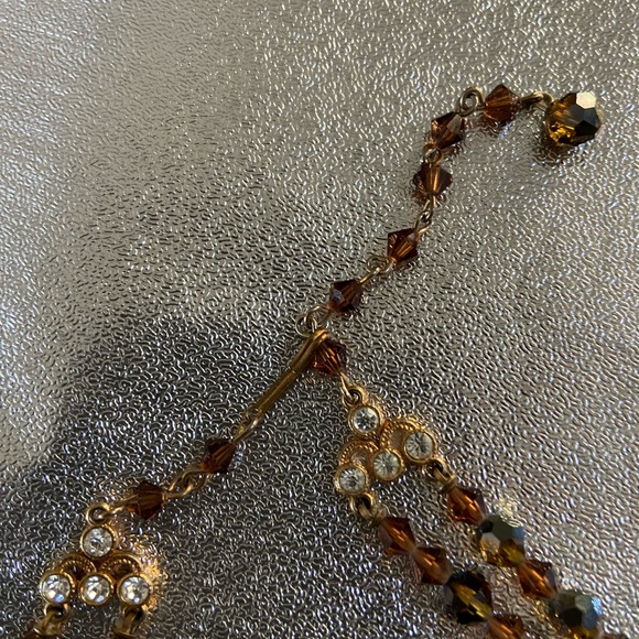 Vintage Topaz Aurora Borealis Glass Necklace 💛 - Picture 3 of 5